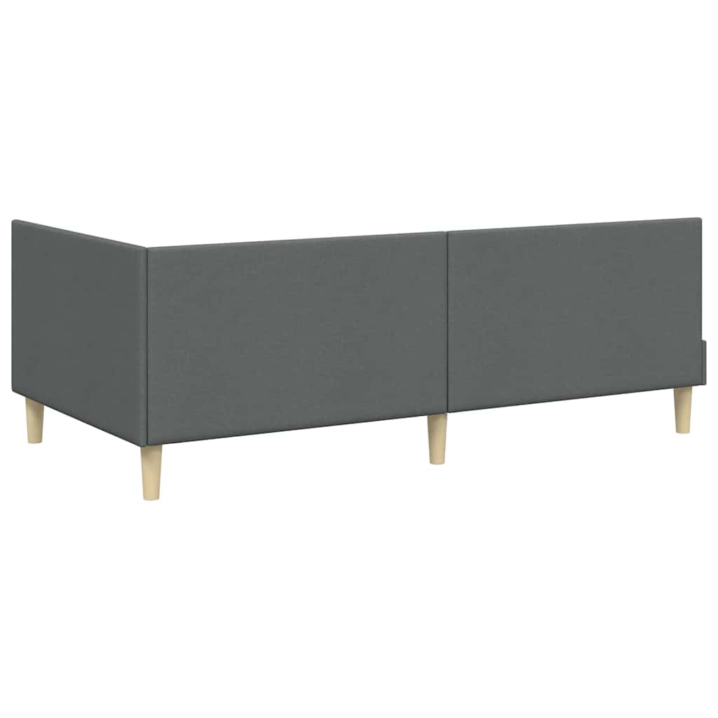 Corner Bed Frame with Headboard Dark Grey 90 cm x 190 cm Fabric
