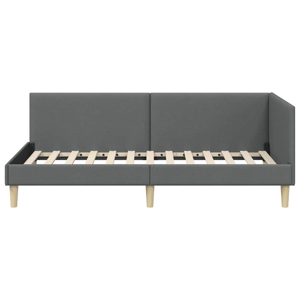 Corner Bed Frame with Headboard Dark Grey 90 cm x 190 cm Fabric