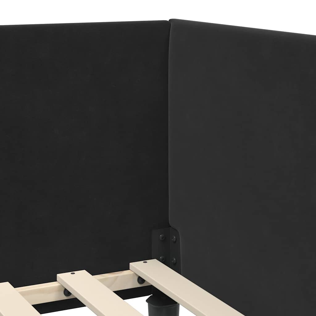 Corner Bed Frame with Headboard Black 90 cm x 190 cm Fabric