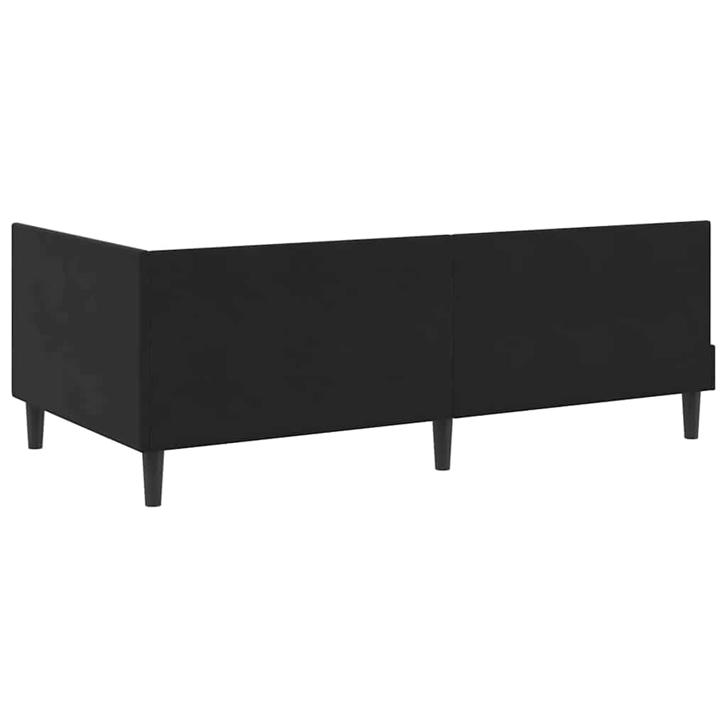 Corner Bed Frame with Headboard Black 90 cm x 190 cm Fabric