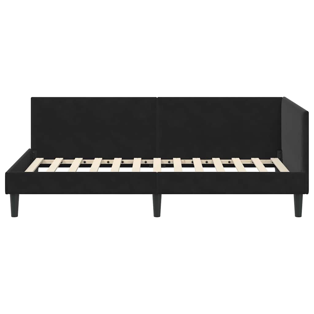 Corner Bed Frame with Headboard Black 90 cm x 190 cm Fabric