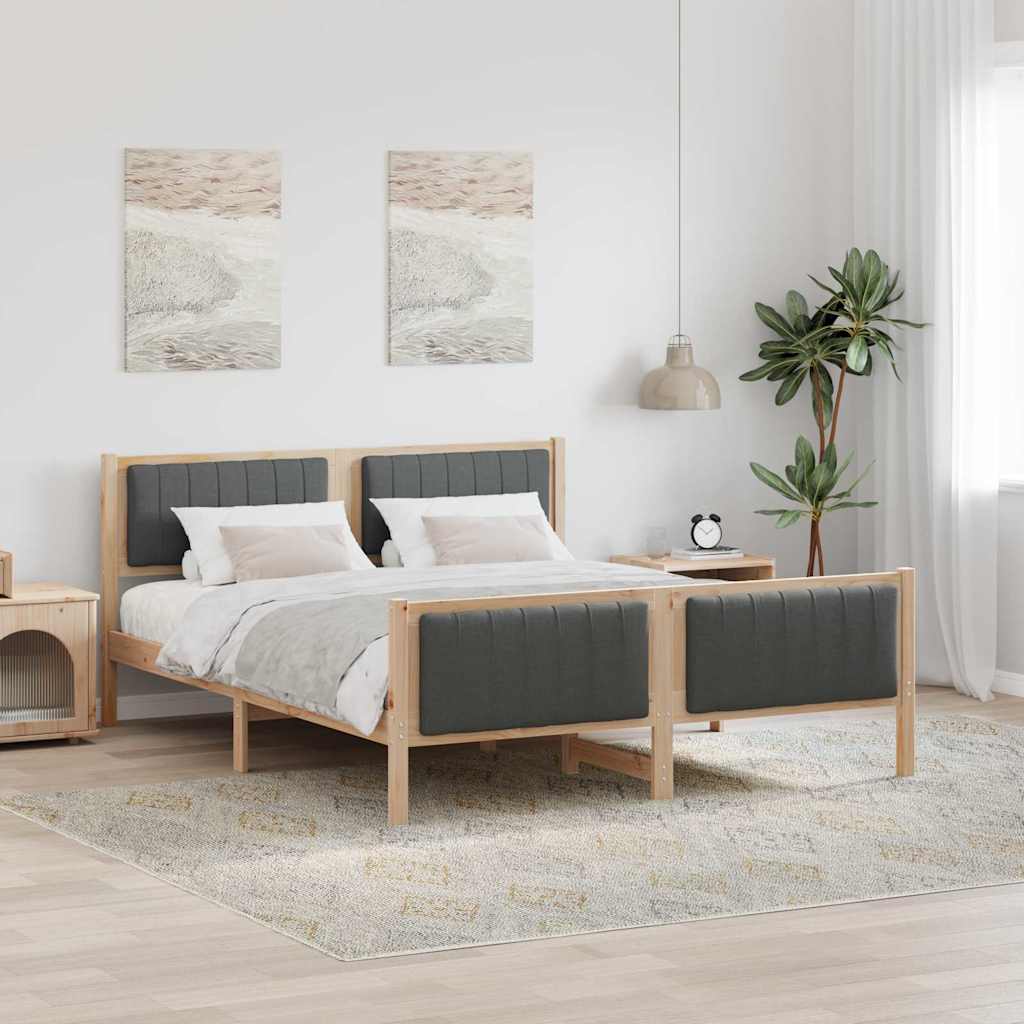 Bed frame Brown and dark grey 150 x 200 cm Solid pine wood