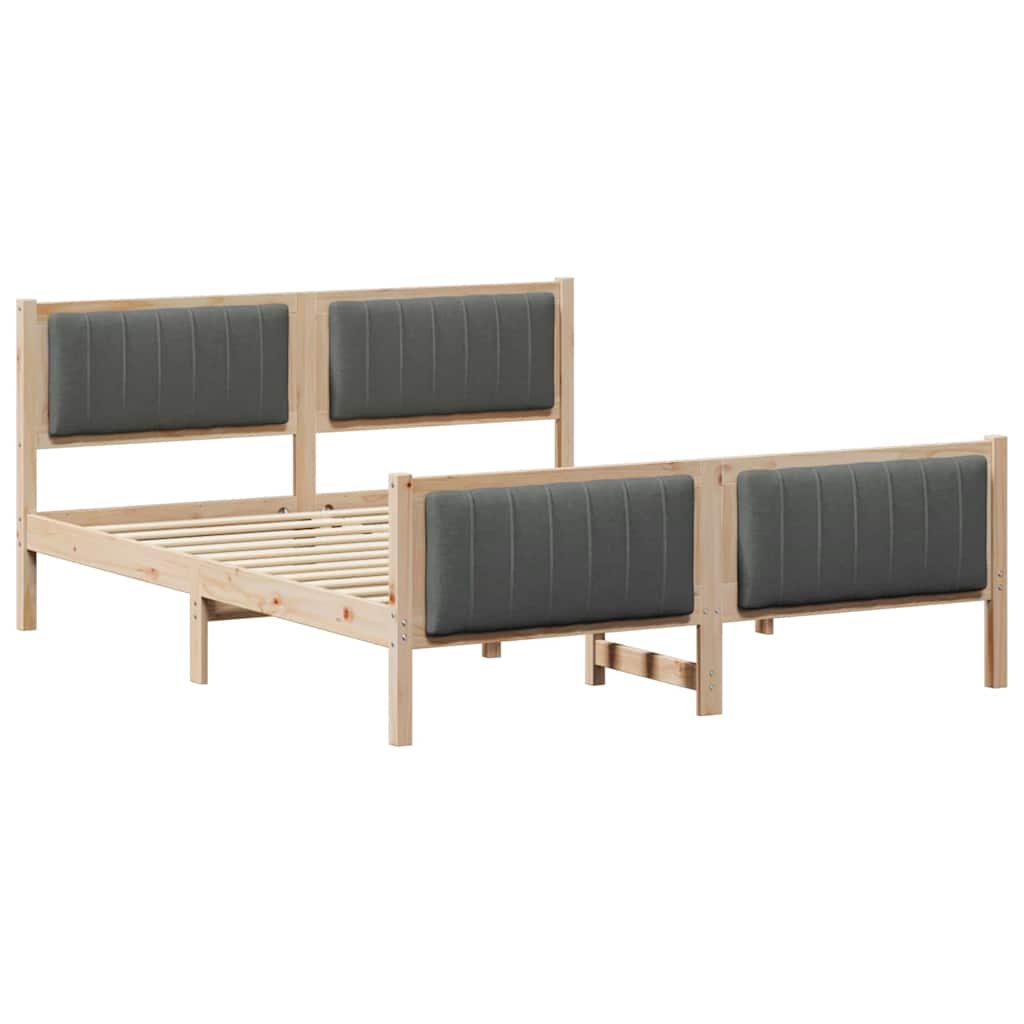 Bed frame Brown and dark grey 150 x 200 cm Solid pine wood