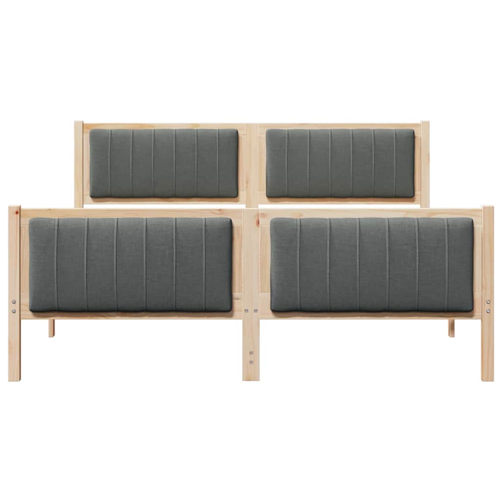 Bed frame Brown and dark grey 150 x 200 cm Solid pine wood