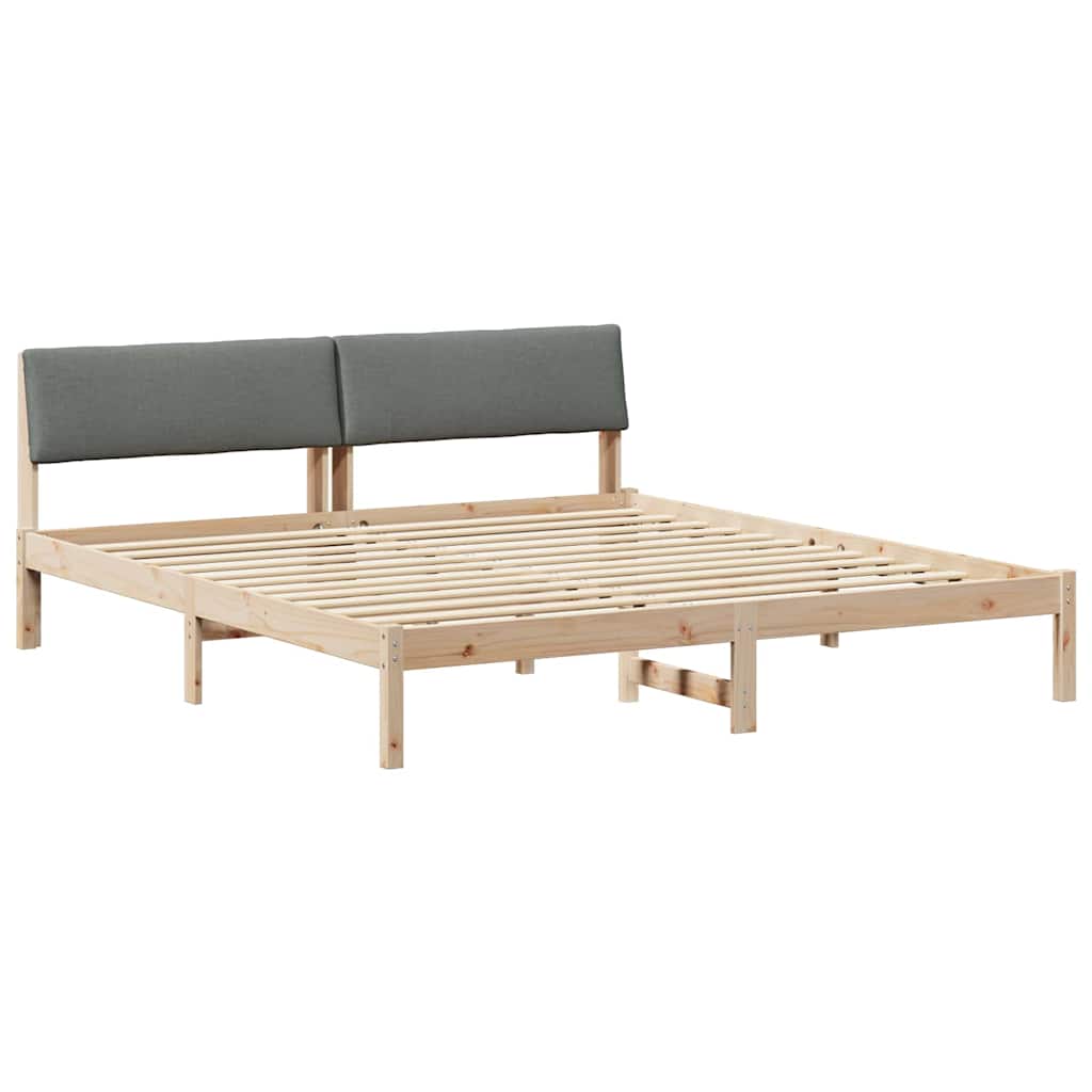 Bed frame Brown and dark grey 180 x 200 cm Solid pine wood