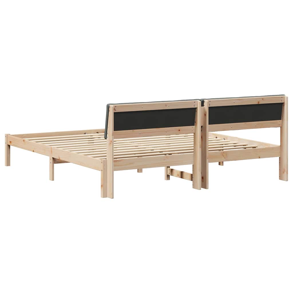 Bed frame Brown and dark grey 180 x 200 cm Solid pine wood