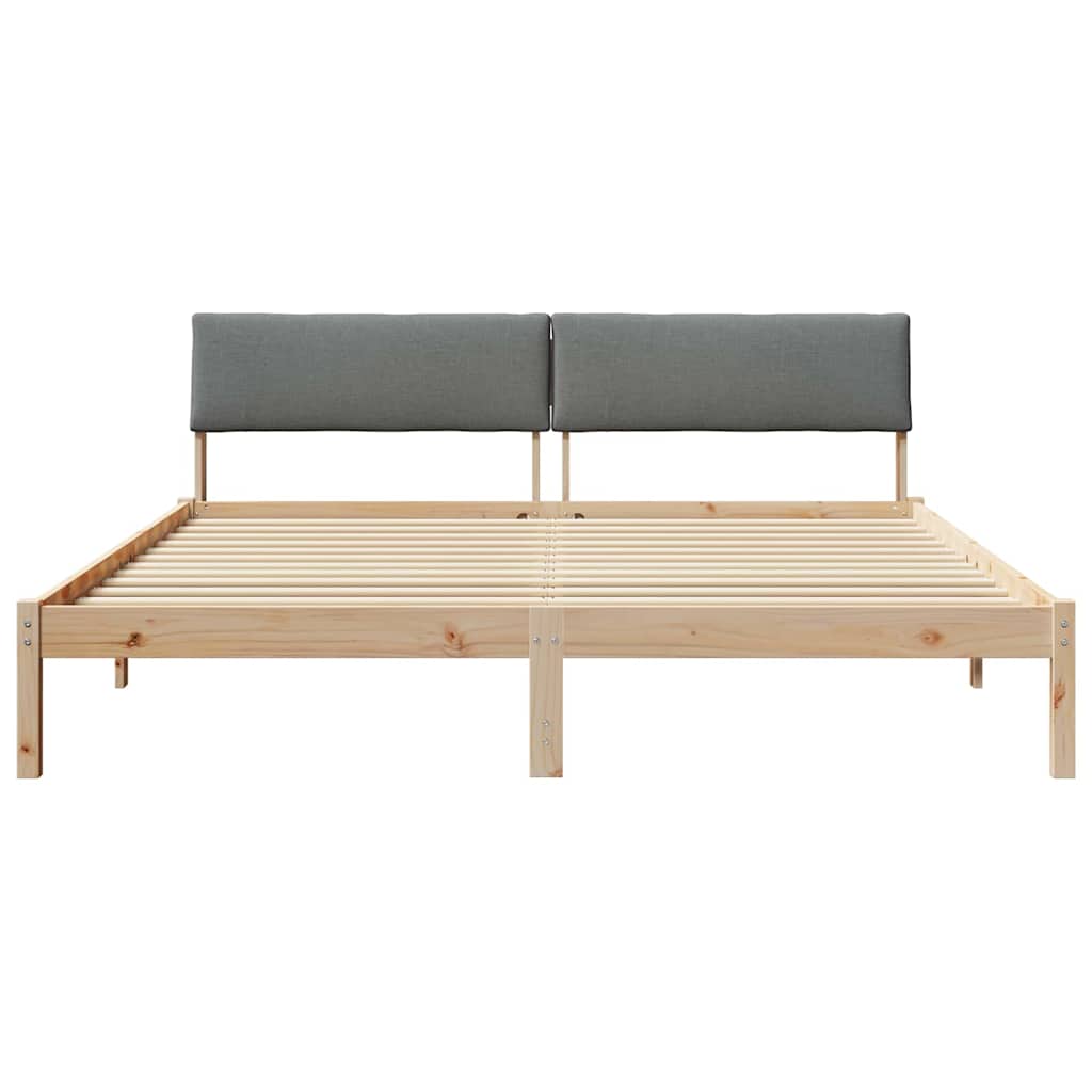 Bed frame Brown and dark grey 180 x 200 cm Solid pine wood