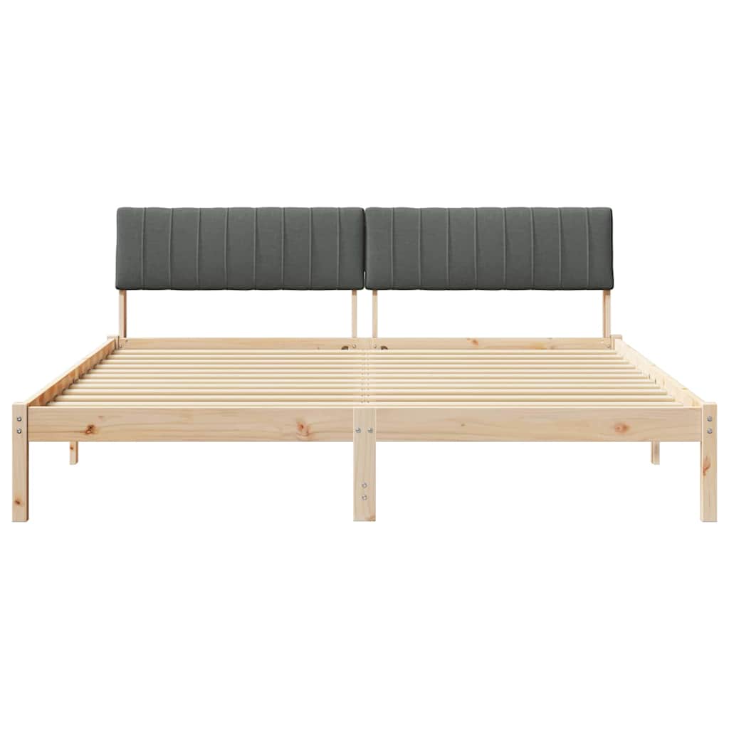 Bed frame Brown and dark grey 180 x 200 cm Solid pine wood
