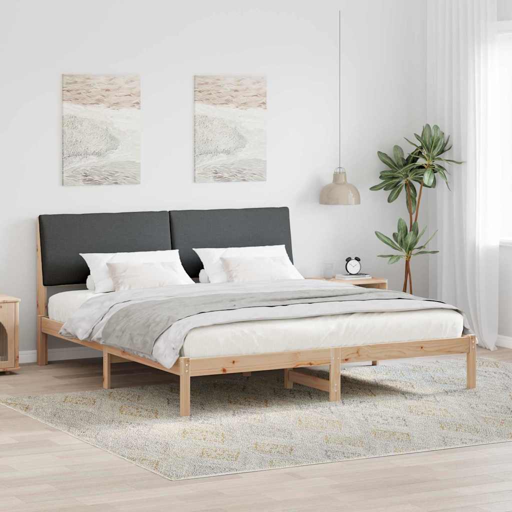 Bed frame Brown and dark grey 180 x 200 cm Solid pine wood