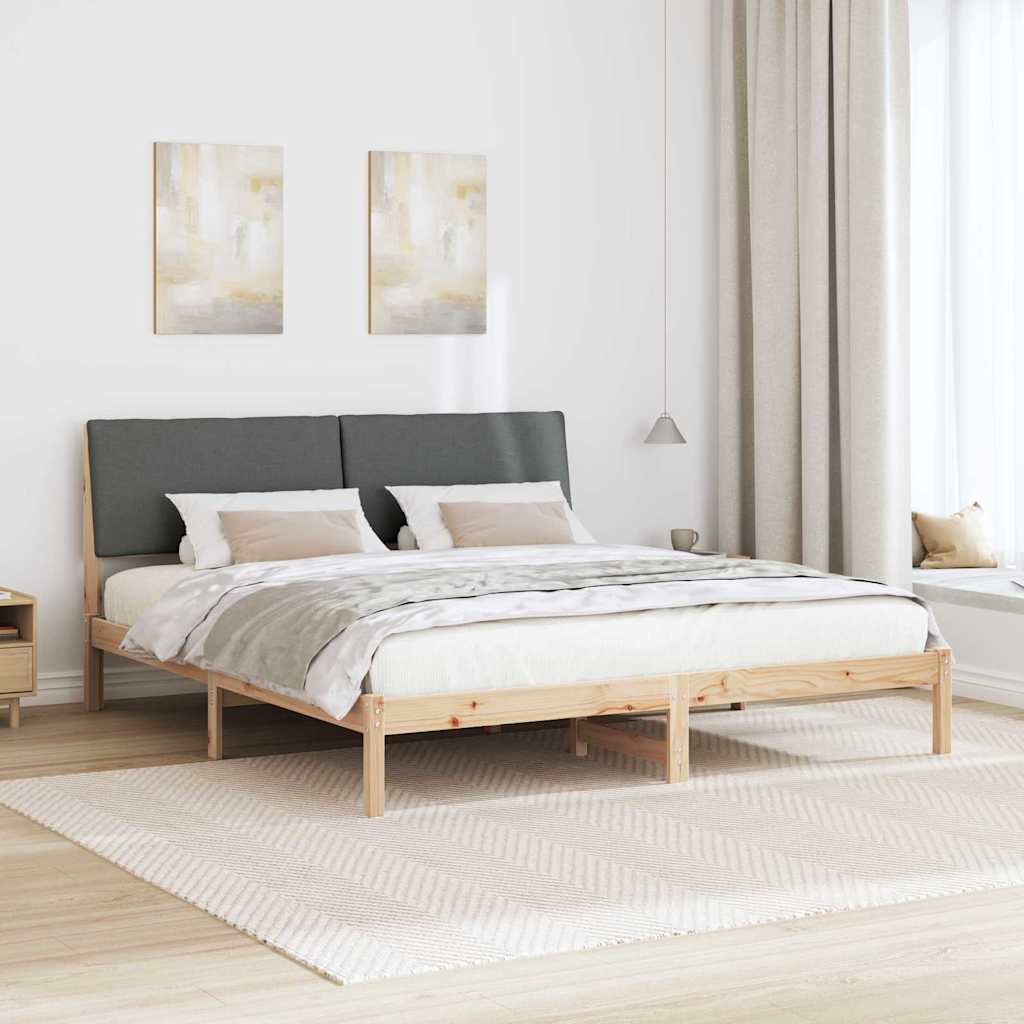 Bed frame Brown and dark grey 180 x 200 cm Solid pine wood