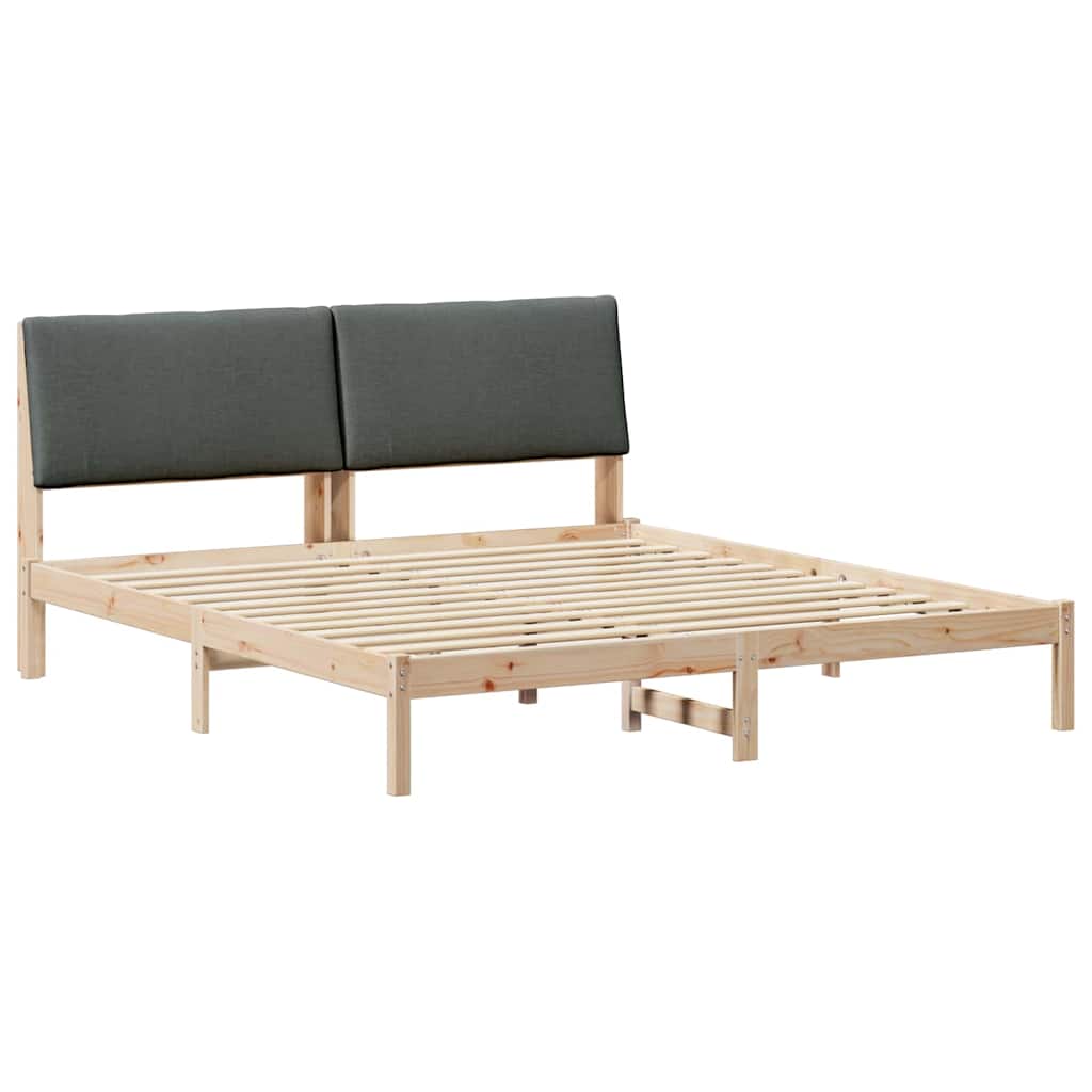 Bed frame Brown and dark grey 180 x 200 cm Solid pine wood