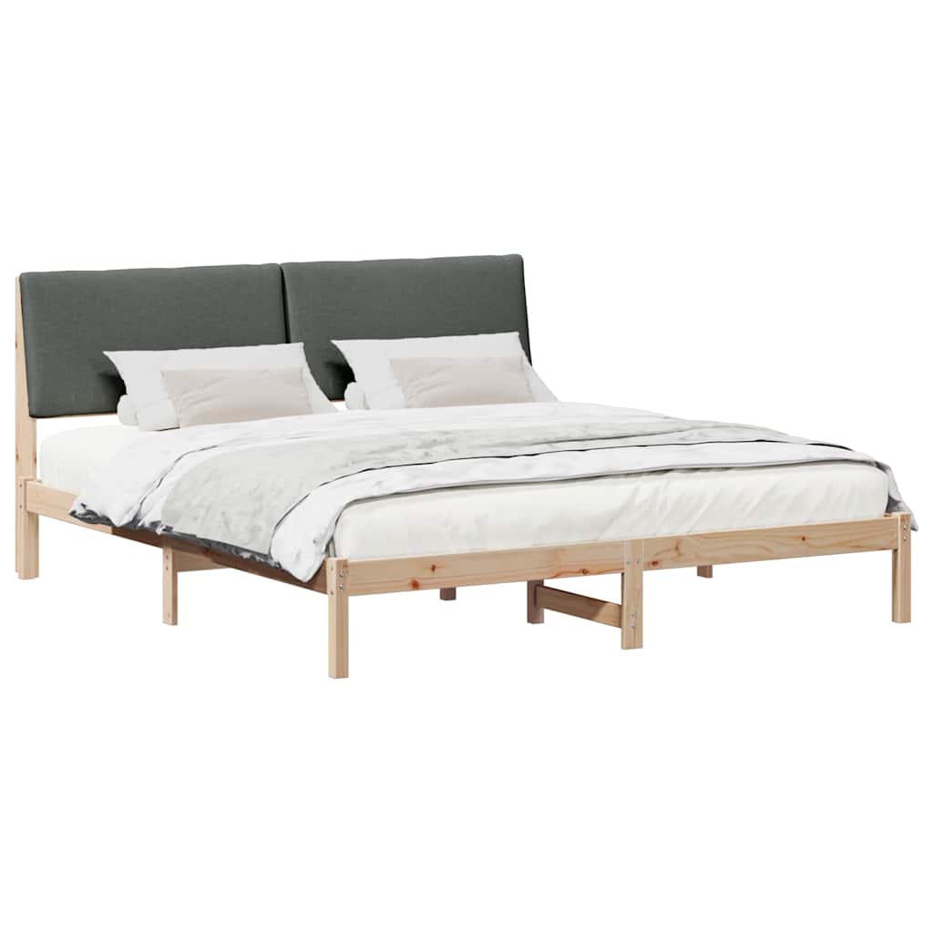 Bed frame Brown and dark grey 180 x 200 cm Solid pine wood