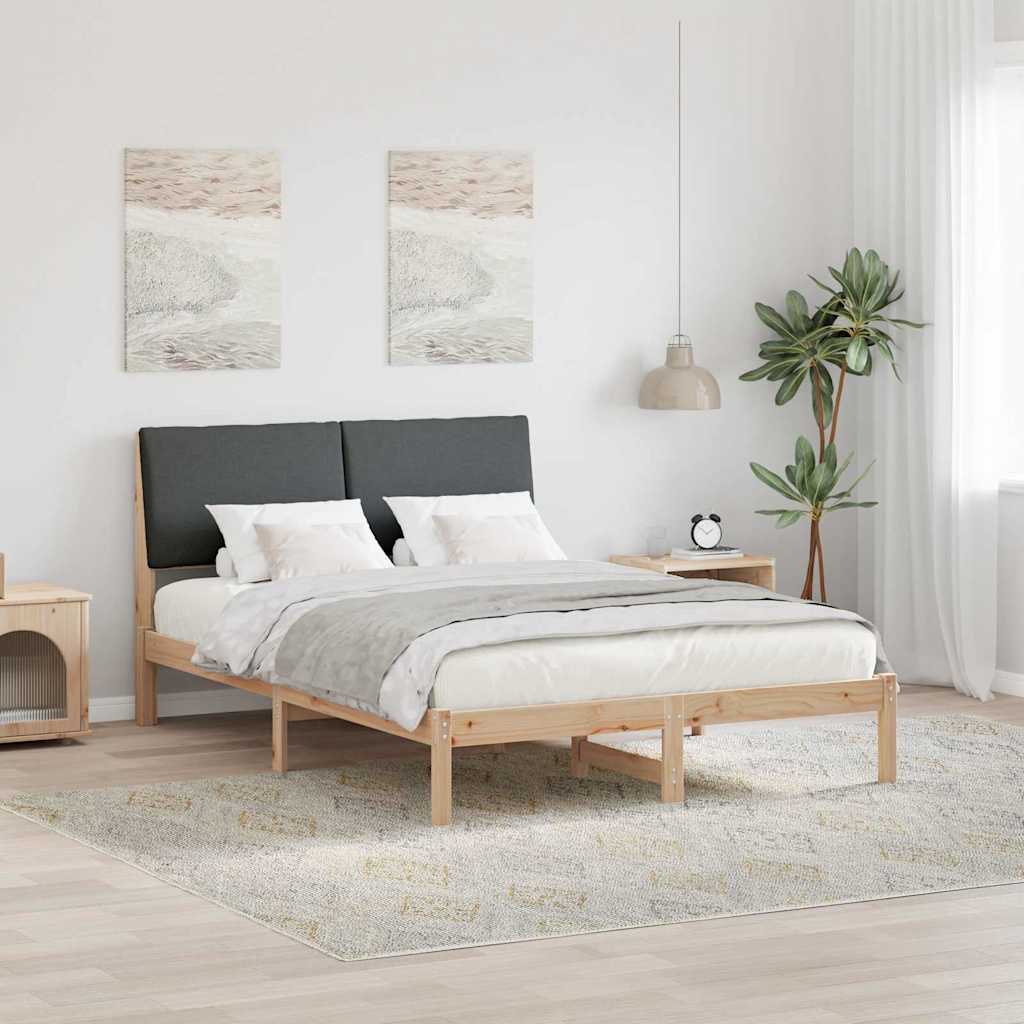 Bed frame Brown and dark grey 150 x 200 cm Solid pine wood