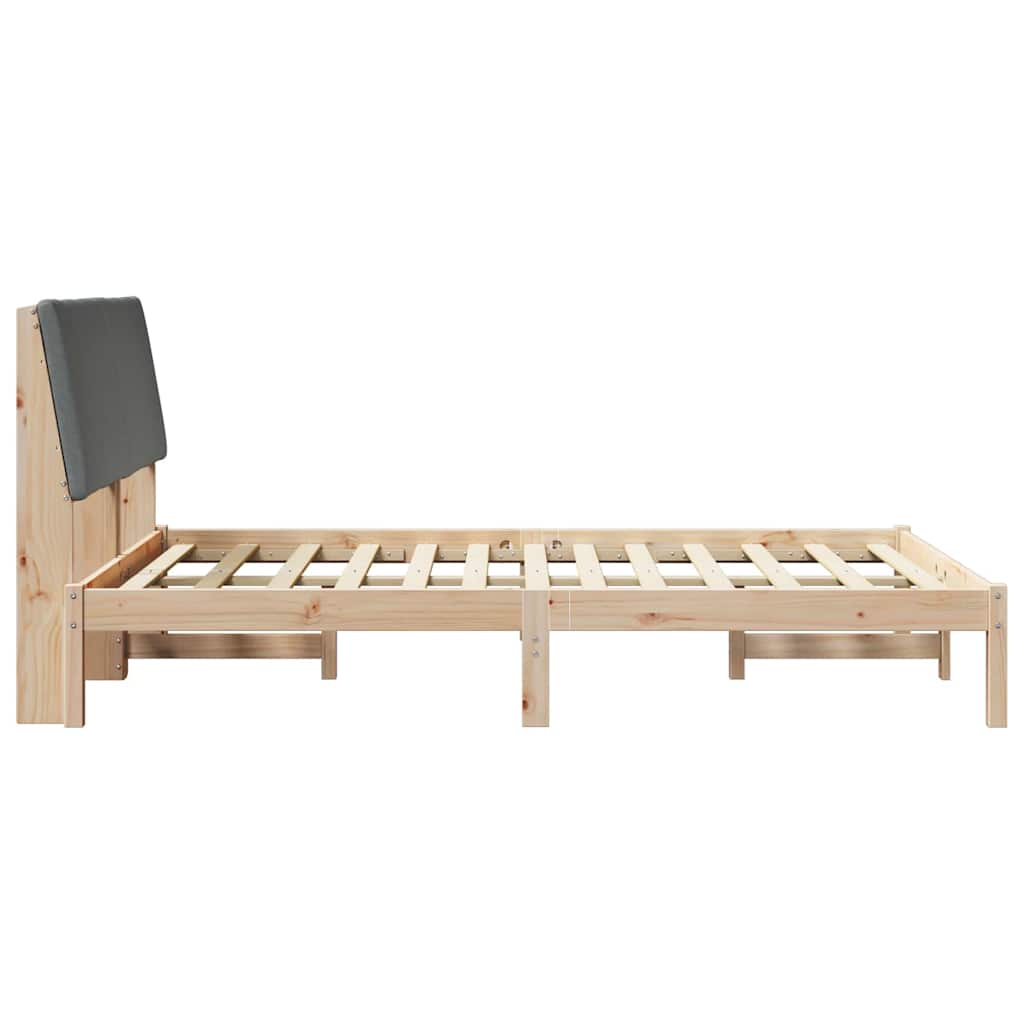 Bed frame Brown and dark grey 150 x 200 cm Solid pine wood