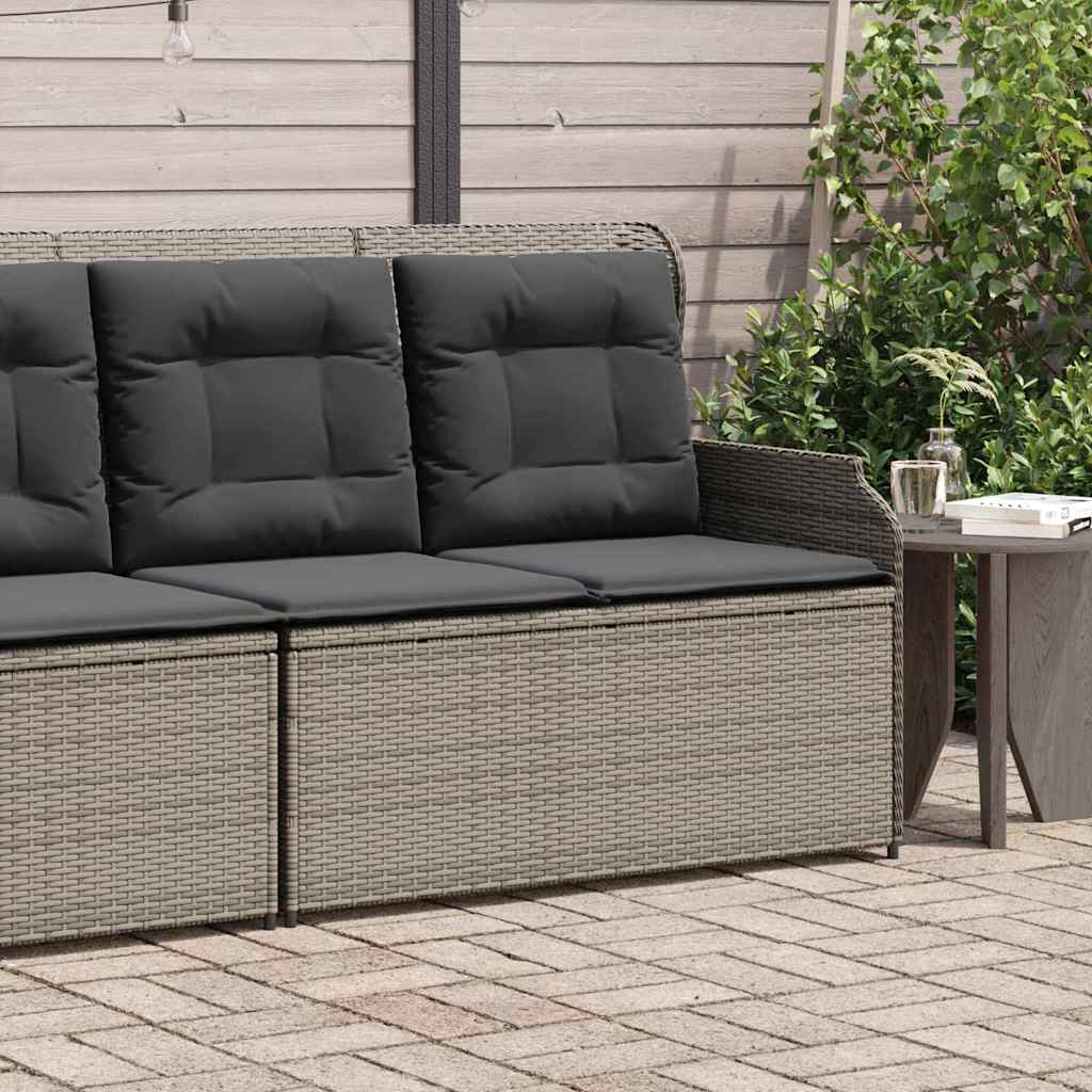 Garden Bench with Cushion Grey Poly rattan