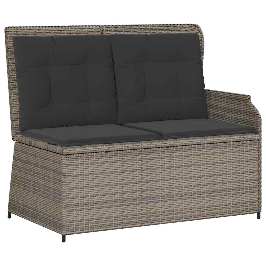 Garden Bench with Cushion Grey Poly rattan