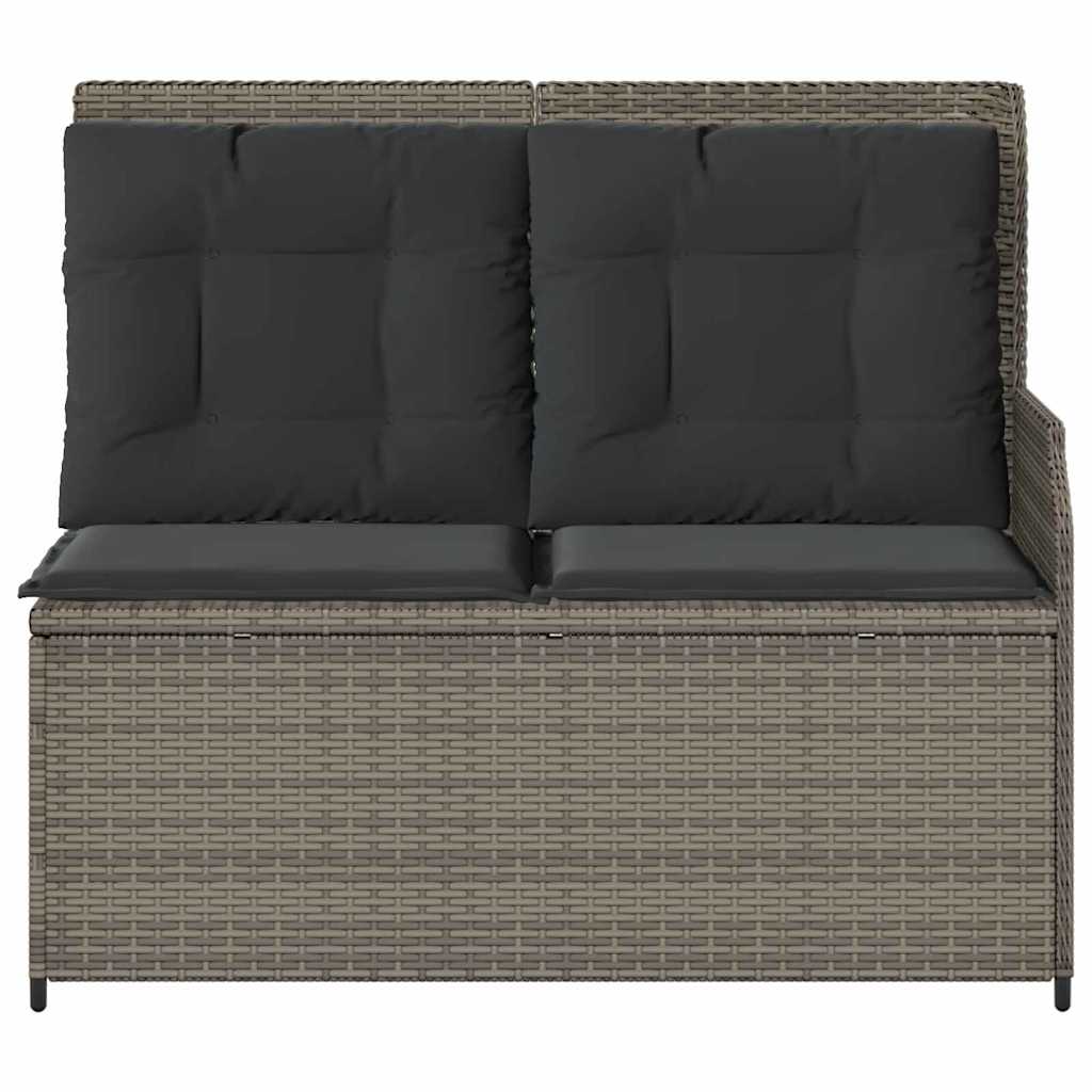 Garden Bench with Cushion Grey Poly rattan