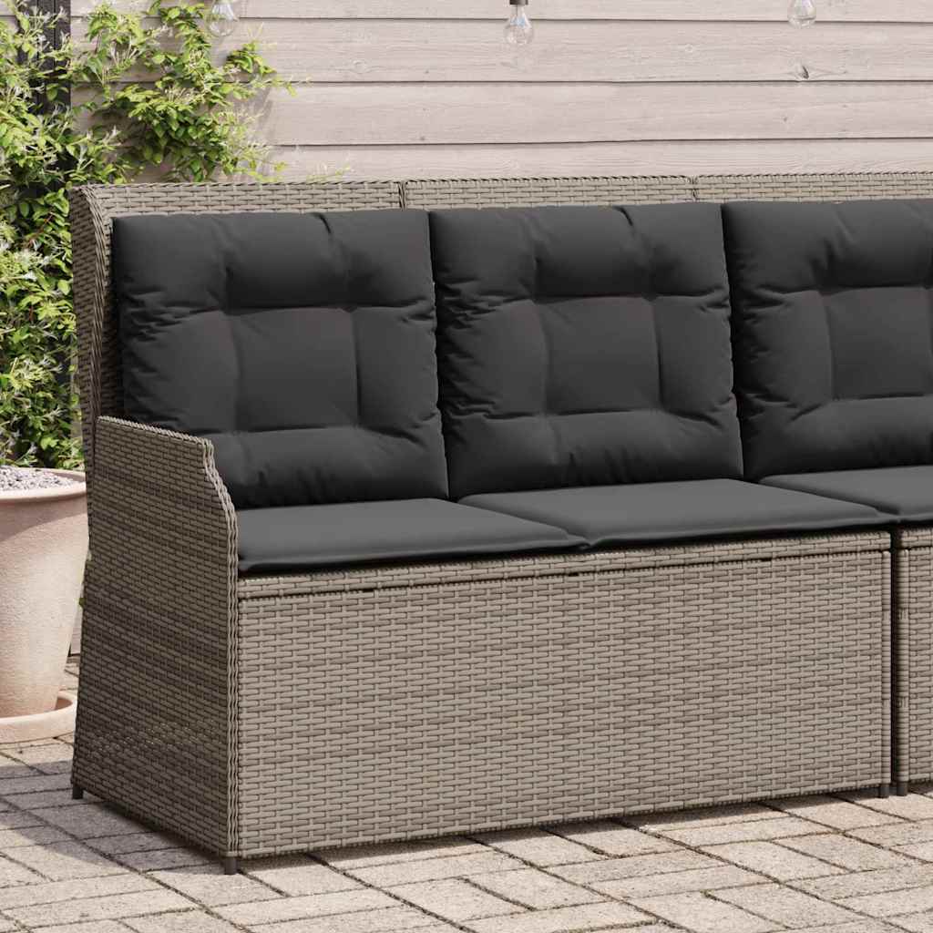 Garden Bench with Cushion Grey Poly rattan