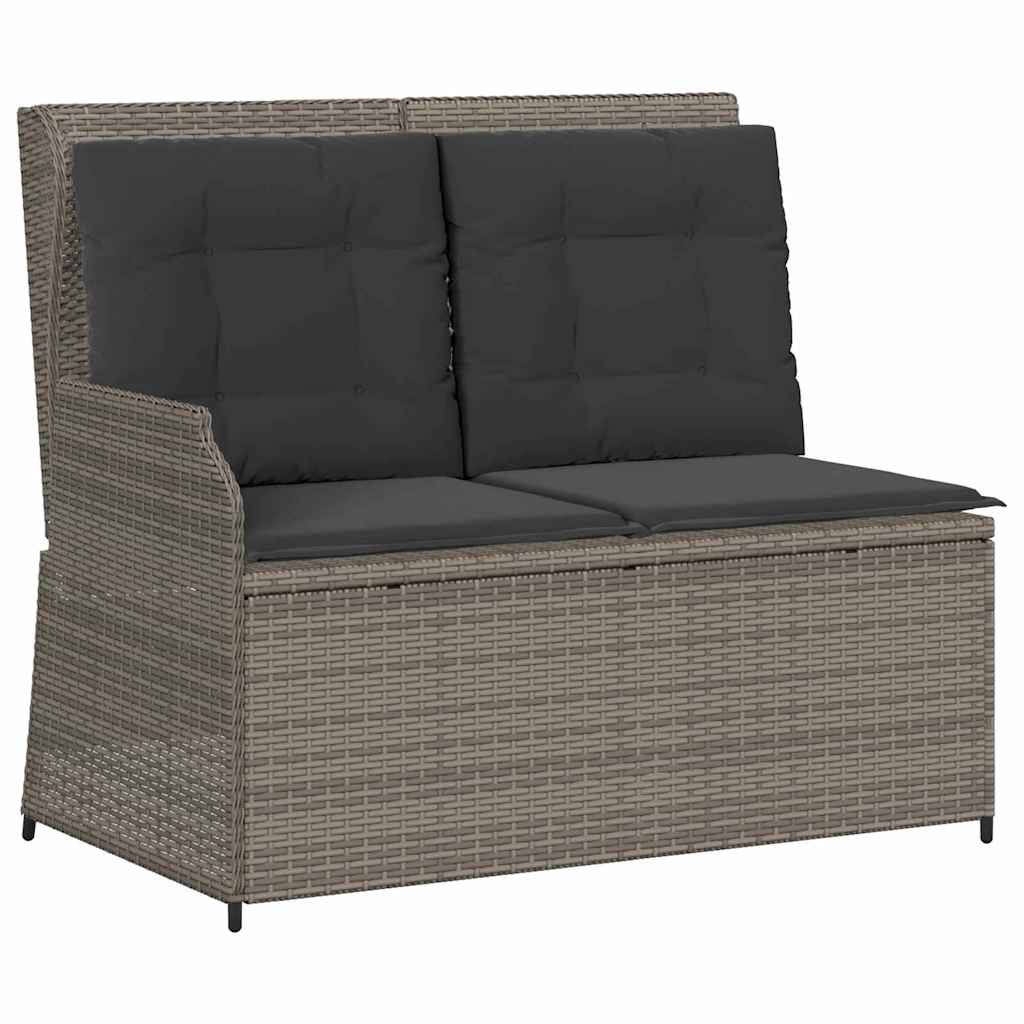 Garden Bench with Cushion Grey Poly rattan