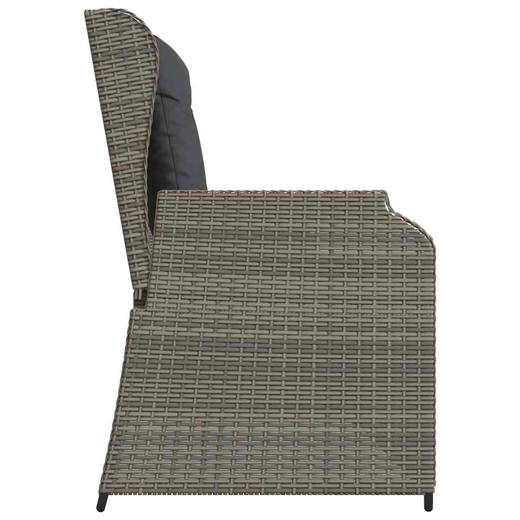 Garden Bench with Cushion Grey Poly rattan