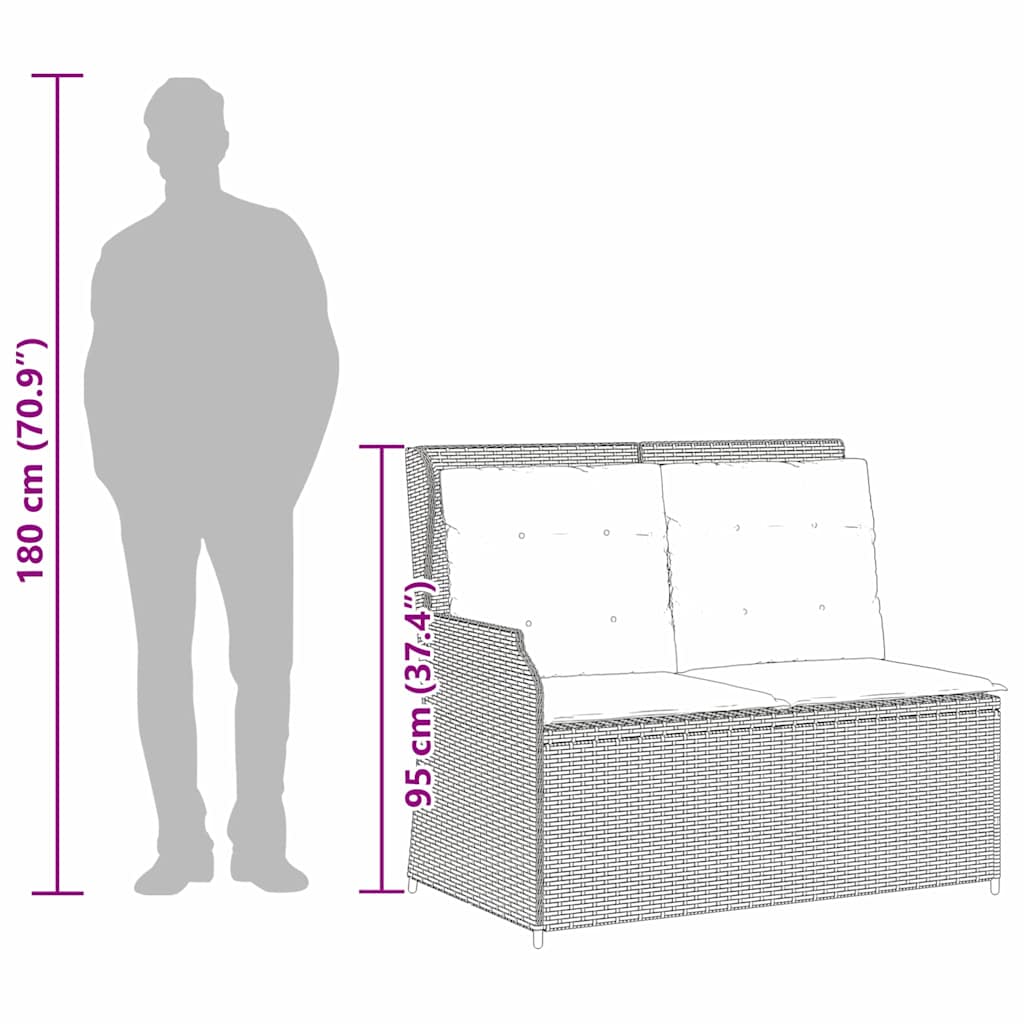 Garden Bench with Cushion Grey Poly rattan