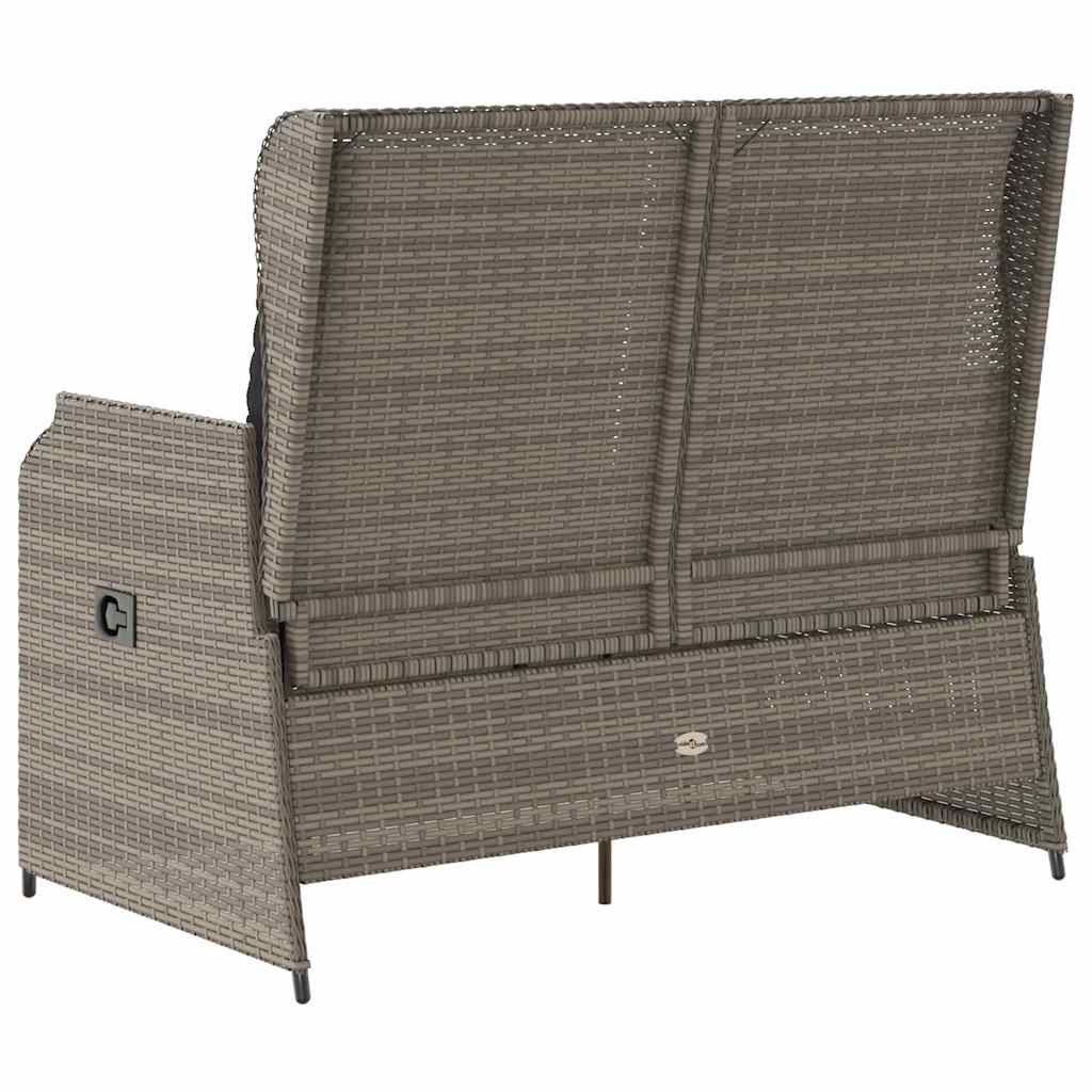 Garden Bench with Cushion Grey Poly rattan