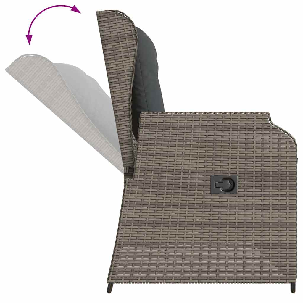Garden Bench with Cushion Grey Poly rattan