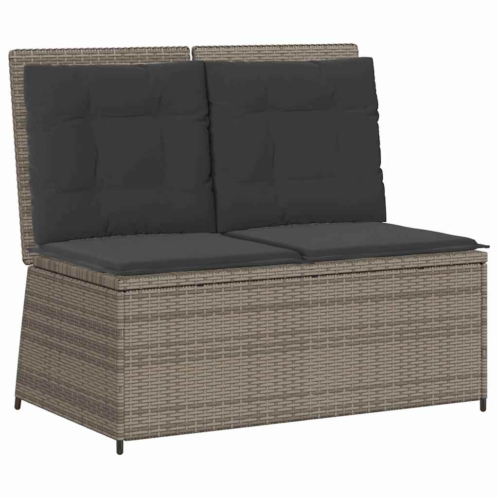 Garden Bench with Cushion Grey Poly rattan