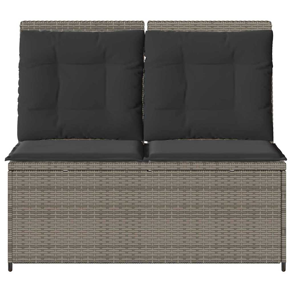Garden Bench with Cushion Grey Poly rattan