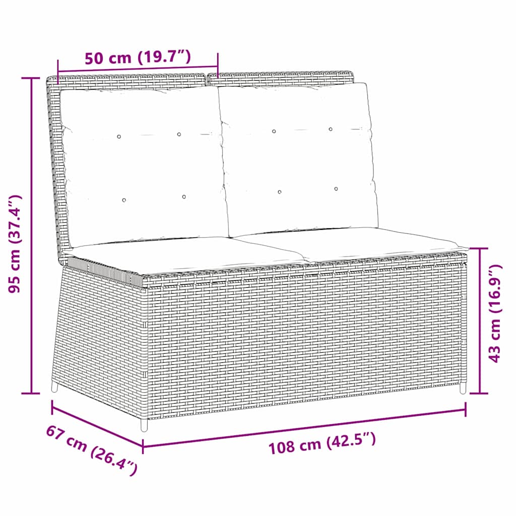 Garden Bench with Cushion Grey Poly rattan