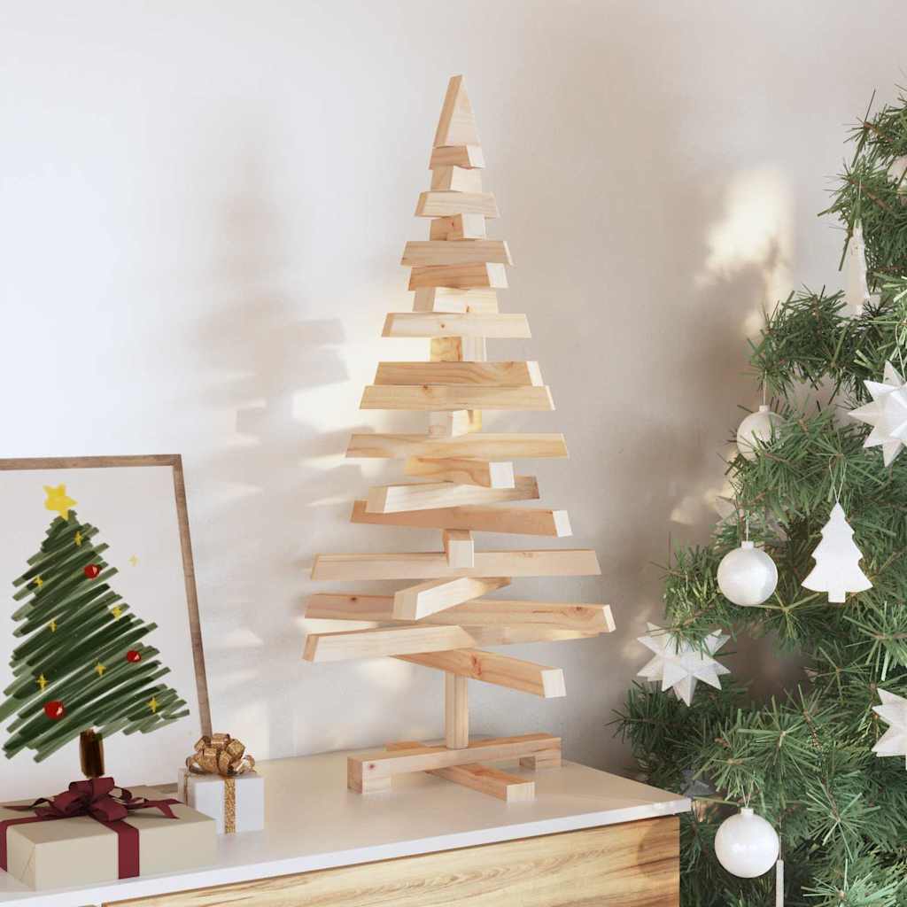 Christmas Trees with Stand Natural 90 cm Solid pine wood