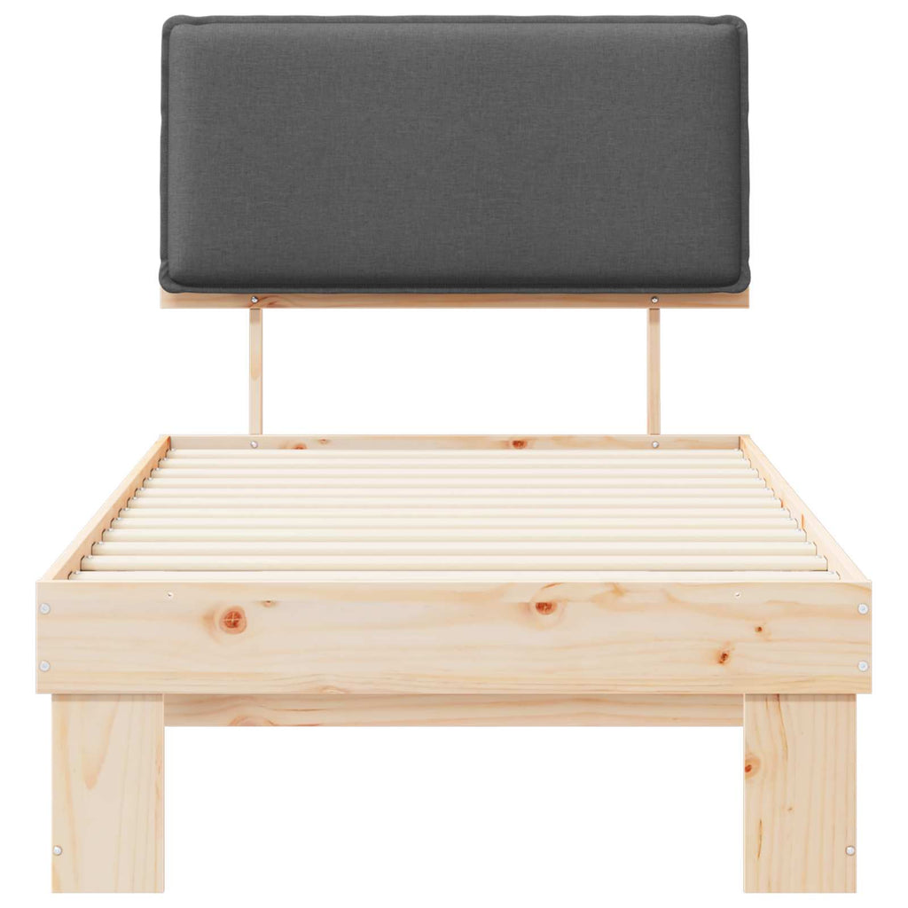 Bed Frame with Upholstered Headboard Dark Grey 90 x 190 cm