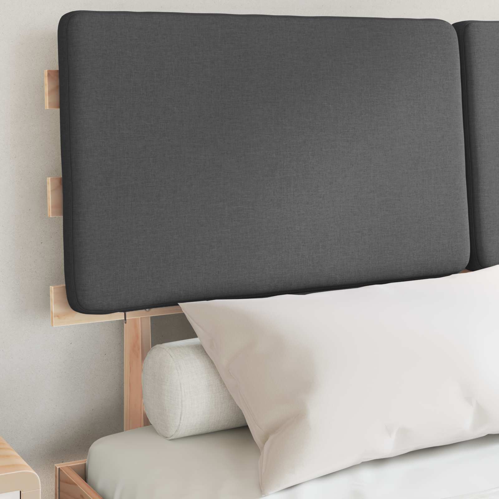 Bed Frame with Upholstered Headboard Dark Grey 150 x 200 cm