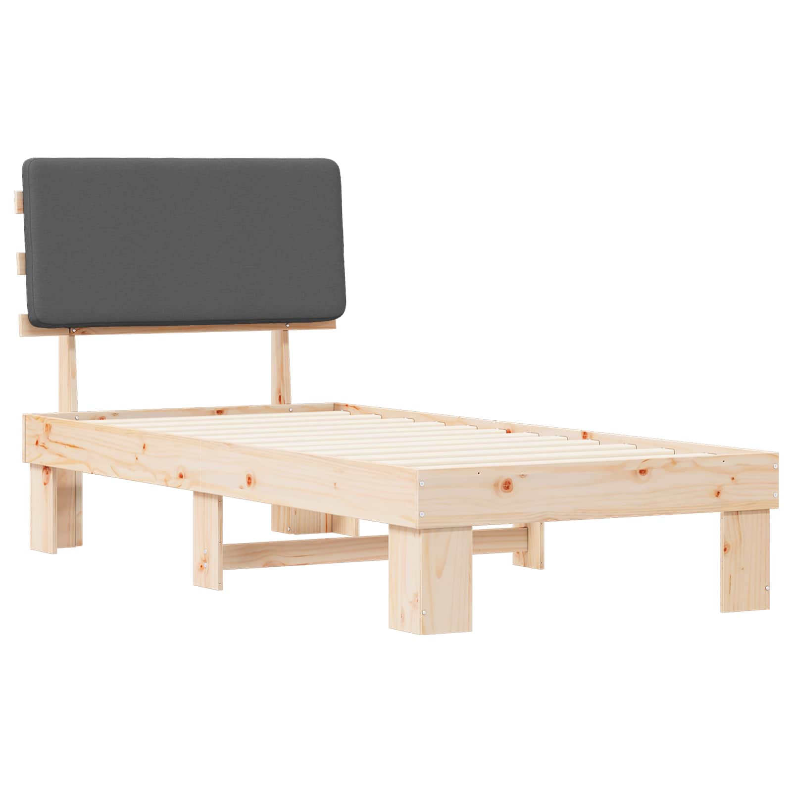 Bed Frame with Upholstered Headboard Dark Grey 90 x 190 cm