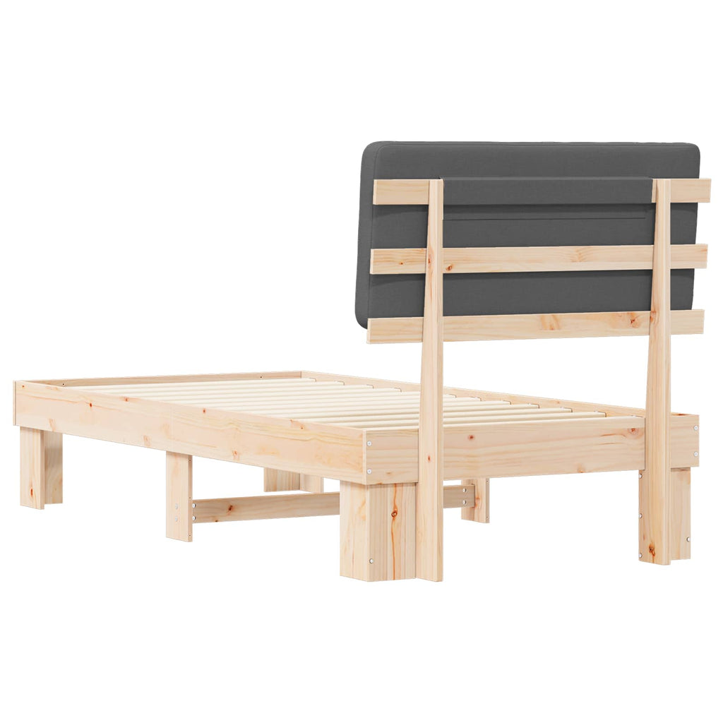Bed Frame with Upholstered Headboard Dark Grey 90 x 190 cm