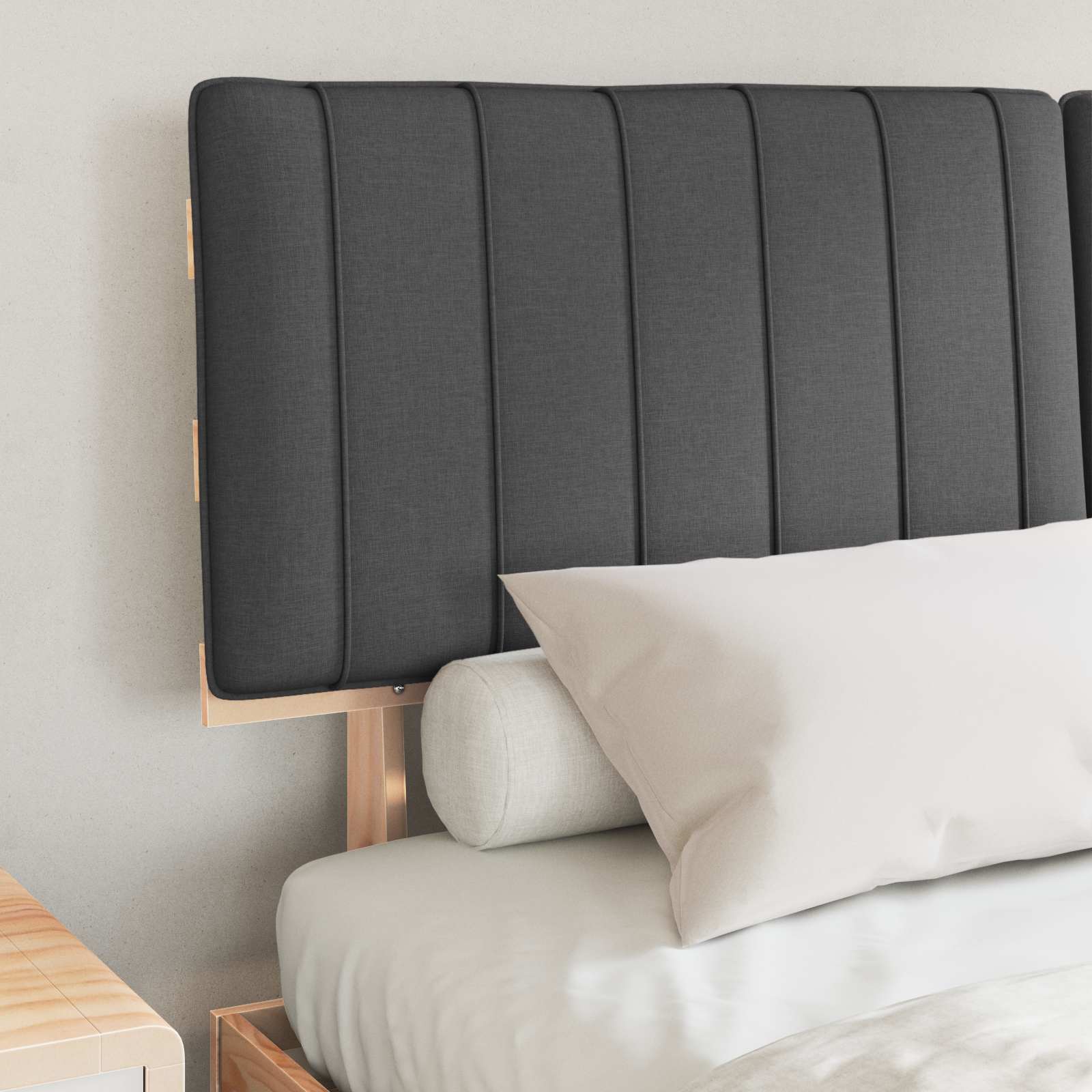 Bed Frame with Upholstered Headboard Dark Grey 150 x 200 cm