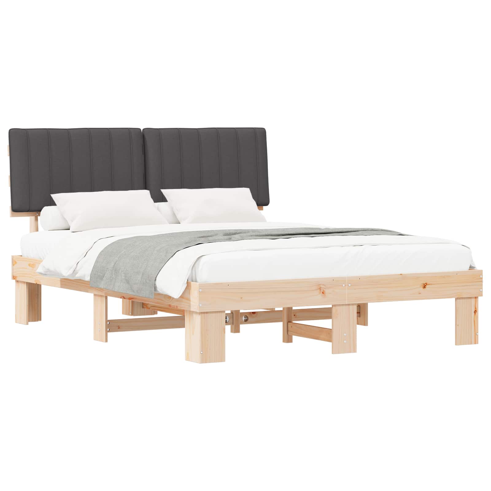 Bed Frame with Upholstered Headboard Dark Grey 150 x 200 cm