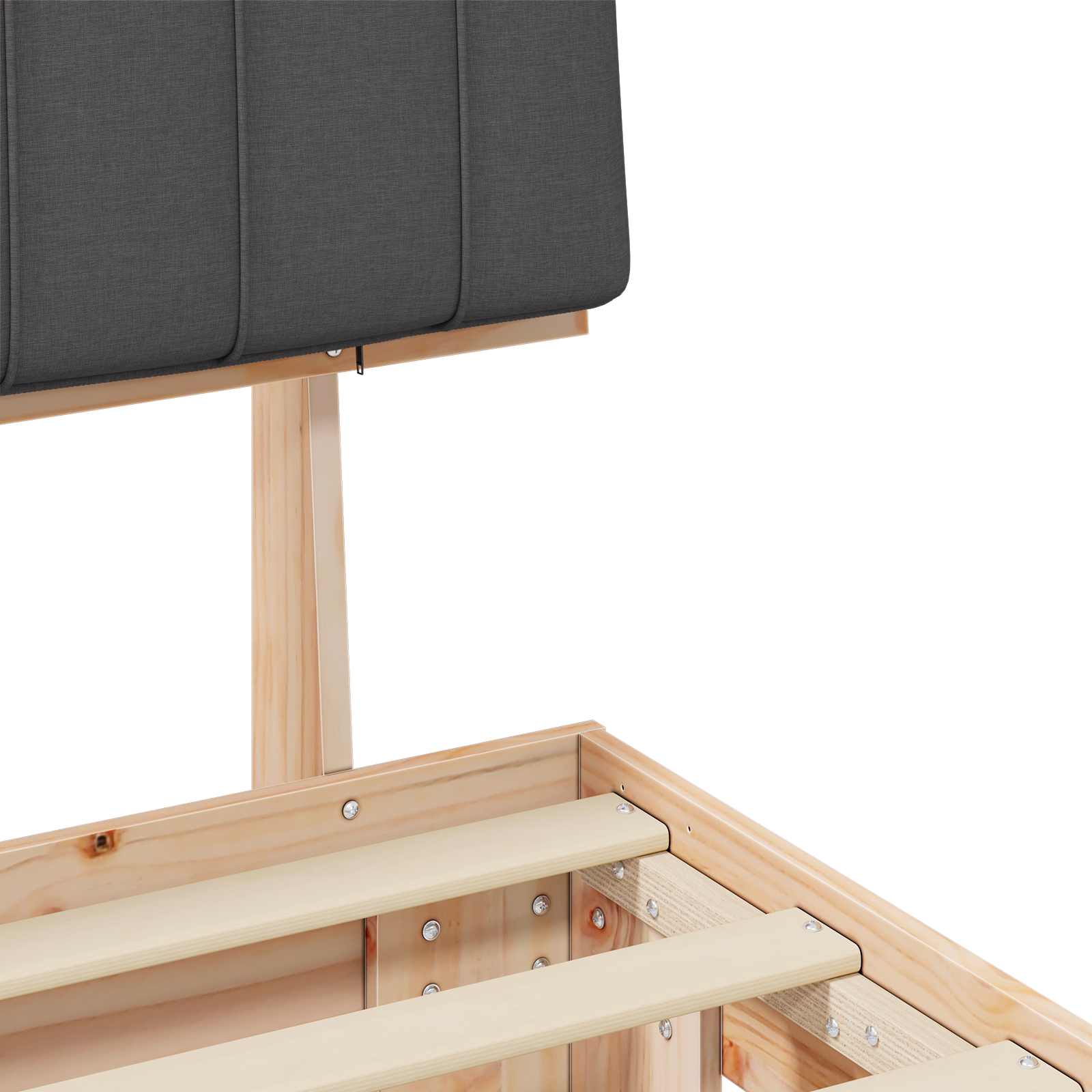 Bed Frame with Upholstered Headboard Dark Grey 135 x 190 cm