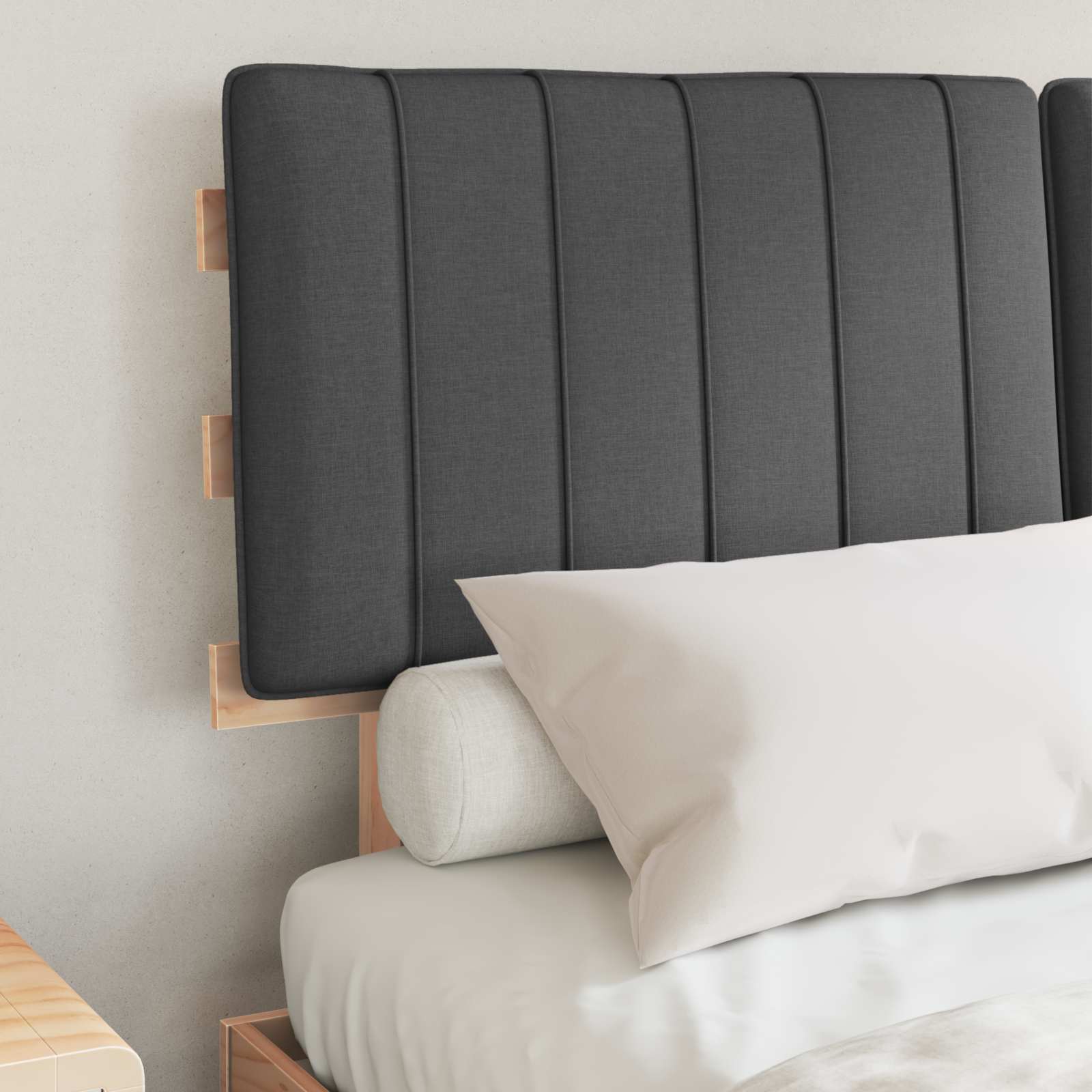 Bed Frame with Upholstered Headboard Dark Grey 135 x 190 cm