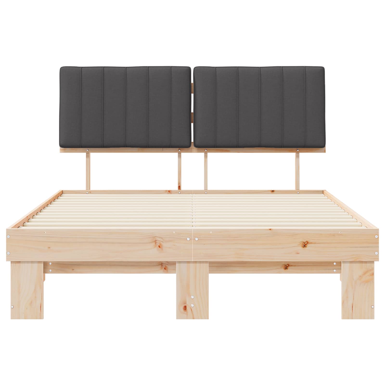 Bed Frame with Upholstered Headboard Dark Grey 135 x 190 cm