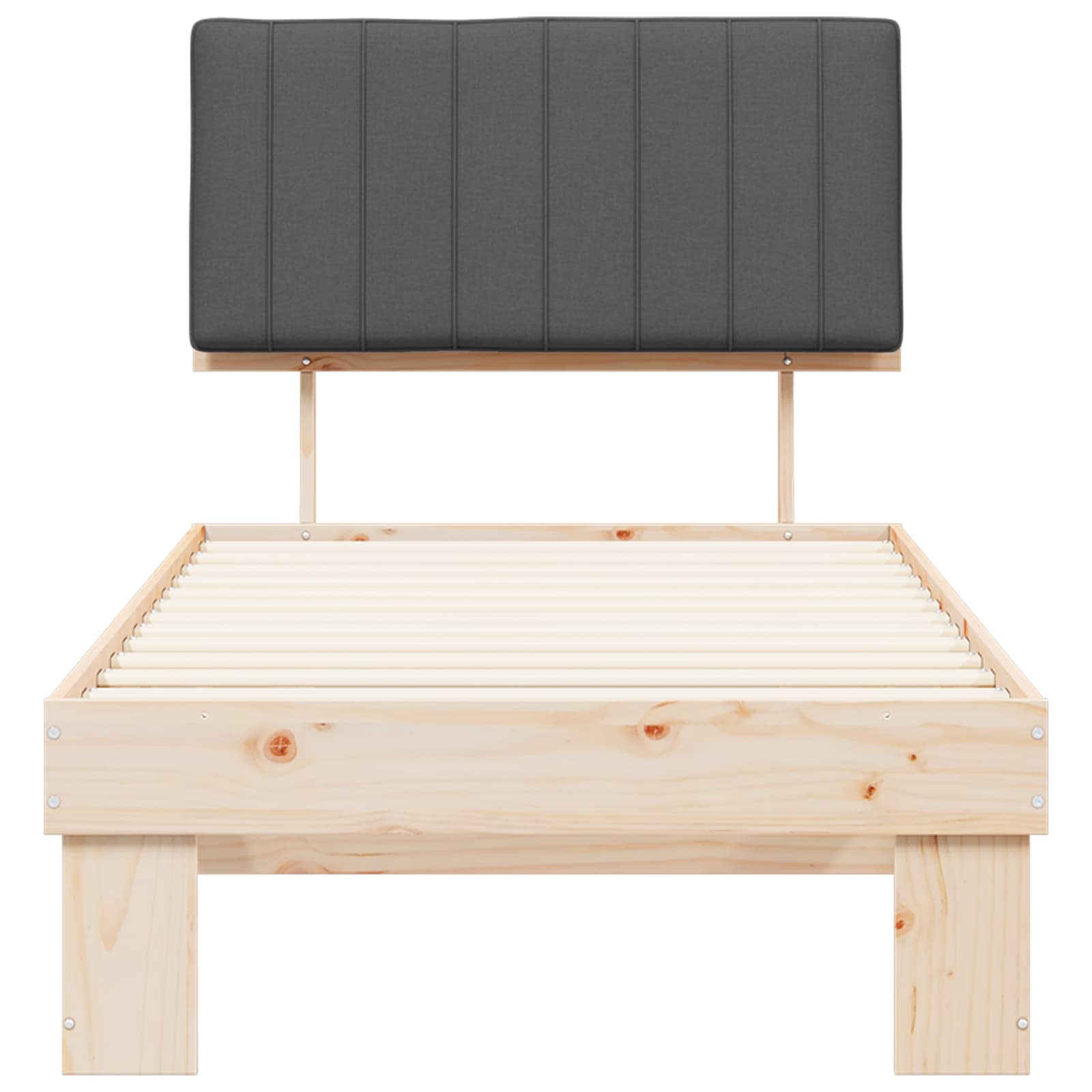 Bed Frame with Upholstered Headboard Dark Grey 90 x 190 cm