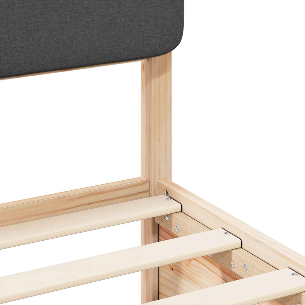 Bed Frame with Upholstered Headboard Dark Grey 90 x 190 cm