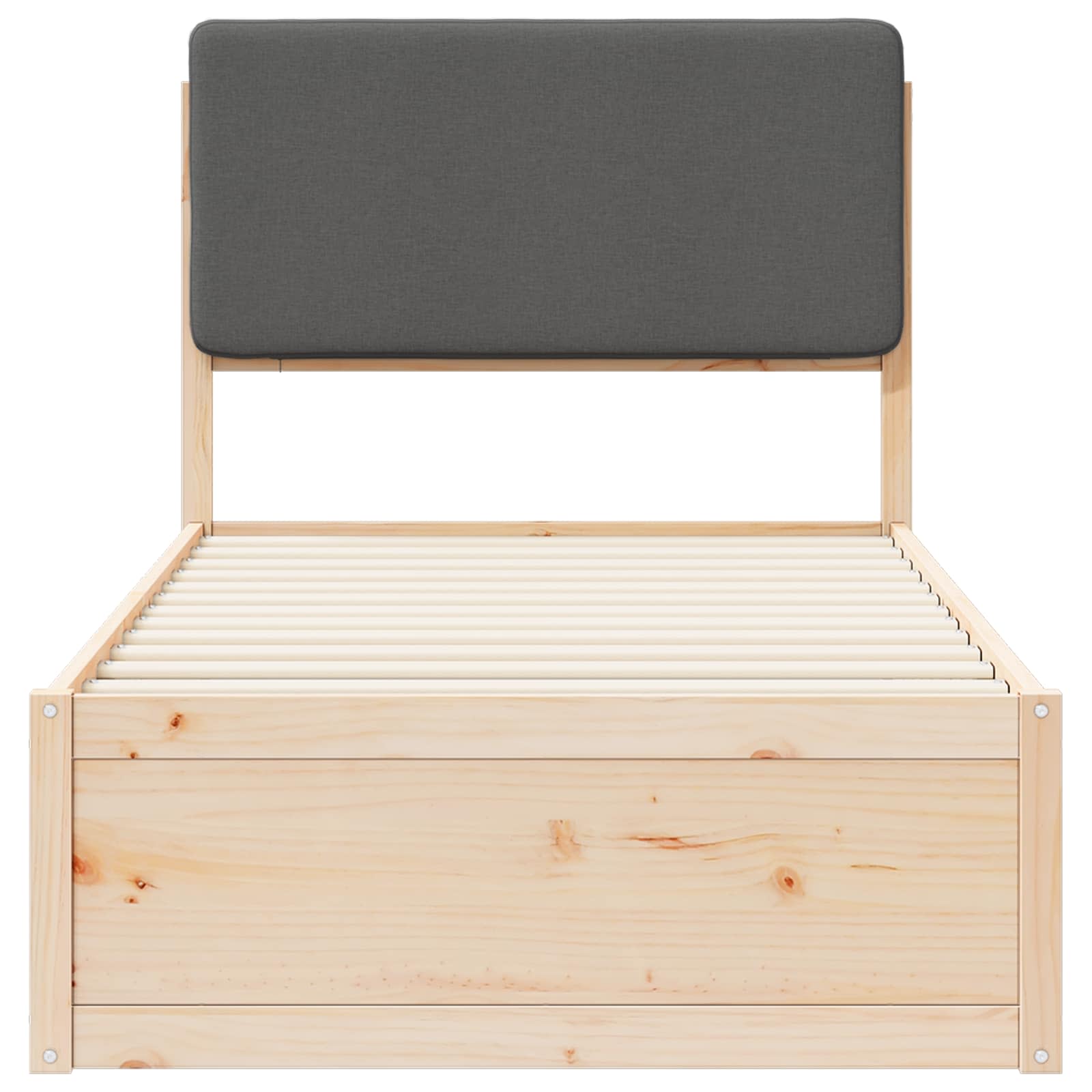 Bed Frame with Upholstered Headboard Dark Grey 90 x 190 cm