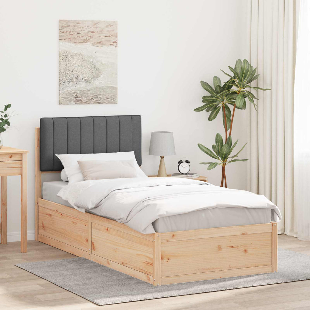 Bed Frame with Upholstered Headboard Dark Grey 90 x 190 cm