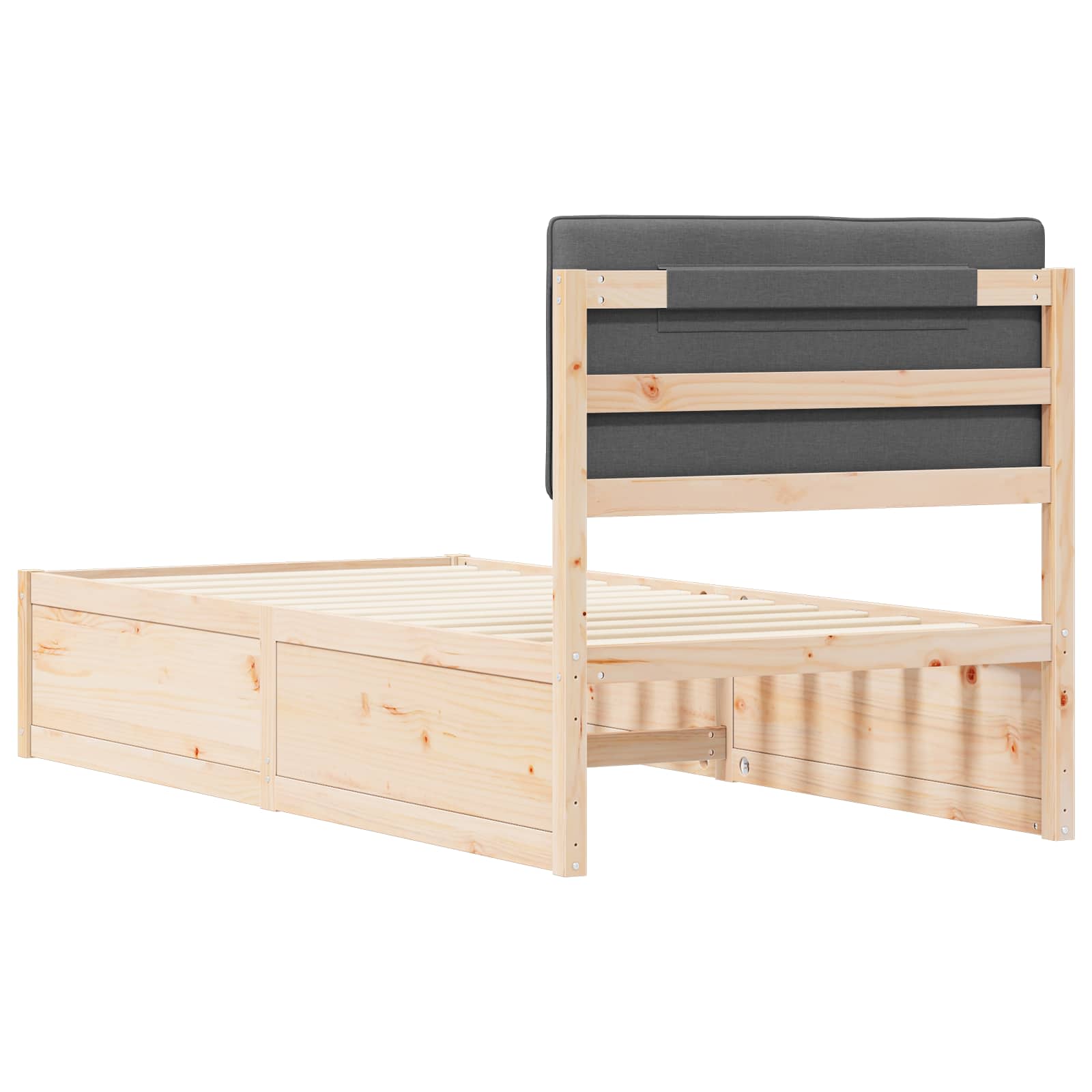 Bed Frame with Upholstered Headboard Dark Grey 90 x 190 cm