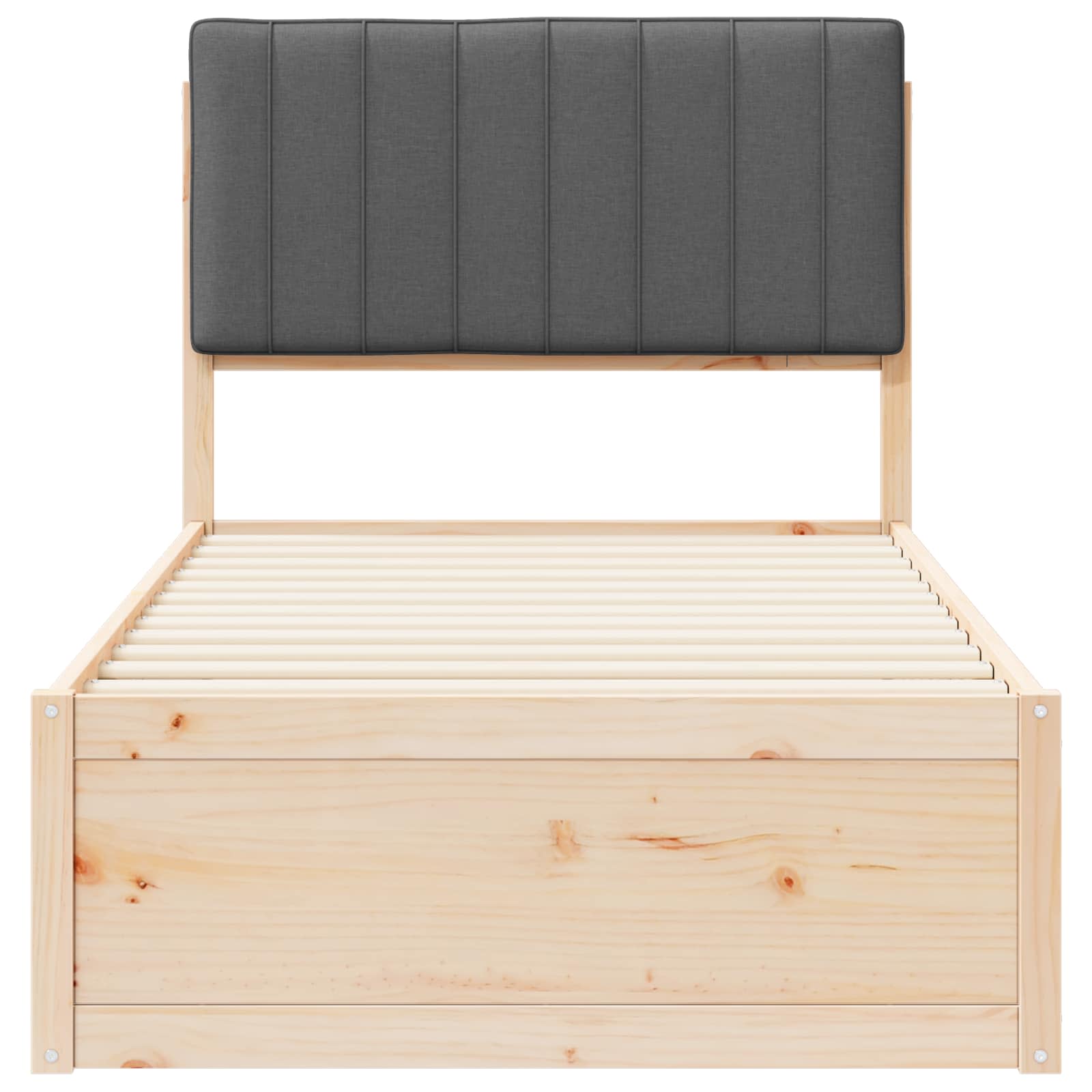 Bed Frame with Upholstered Headboard Dark Grey 90 x 190 cm