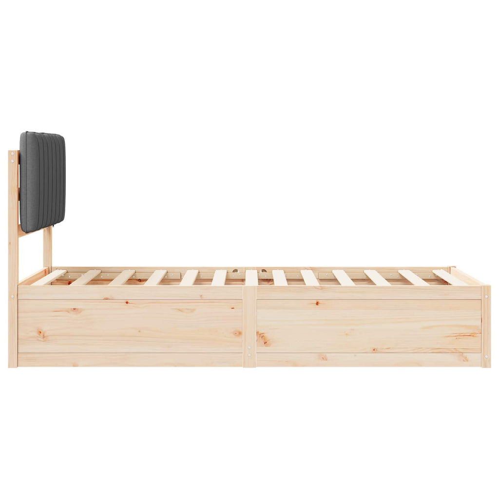 Bed Frame with Upholstered Headboard Dark Grey 90 x 190 cm