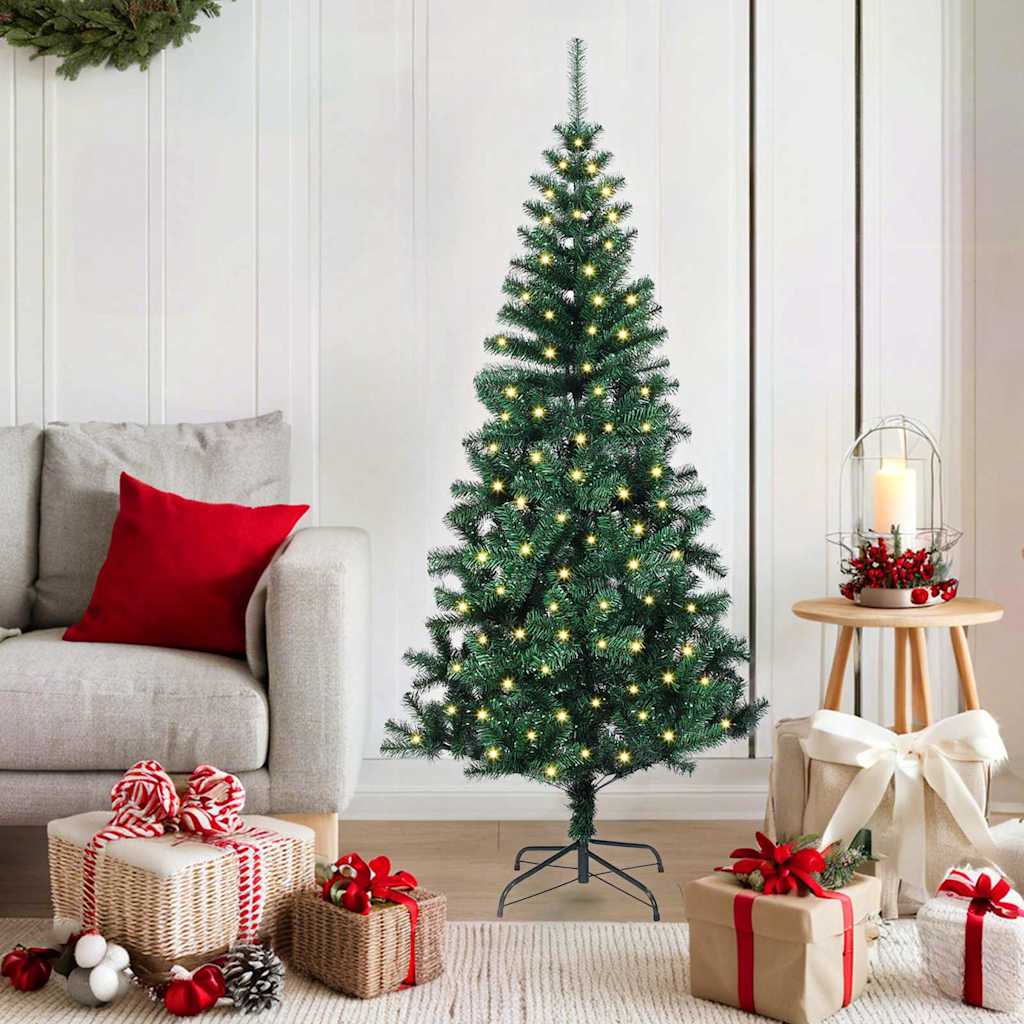 Artificial Pre-lit Christmas Tree Green 150 cm PVC and Metal