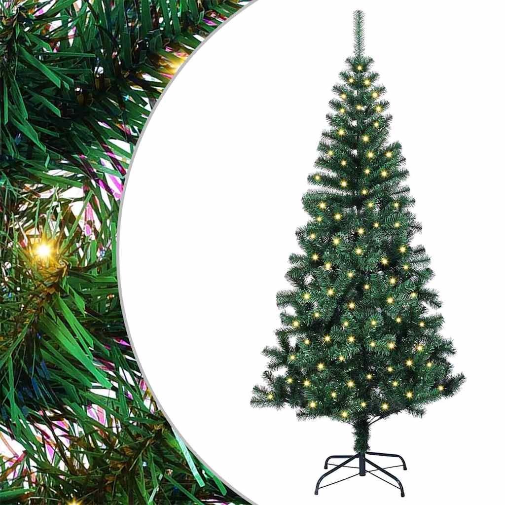 Artificial Pre-lit Christmas Tree Green 150 cm PVC and Metal