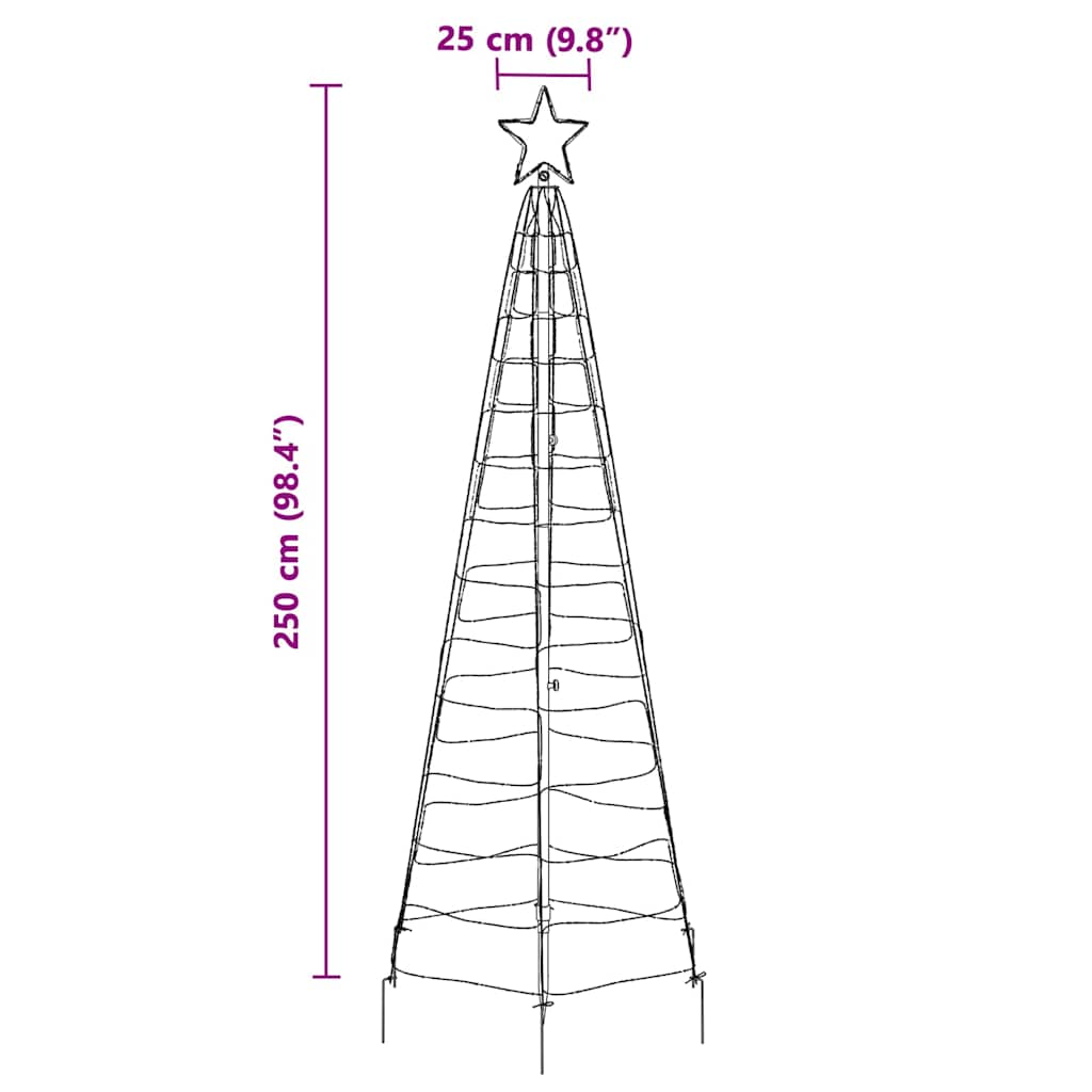 LED Christmas Tree with Ground Spikes Warm White 250 cm Iron